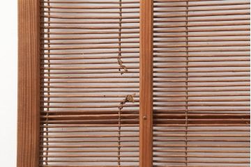 レトロ建具　昭和中期　風情のある御簾戸2枚セット(簾戸、簀戸、葭戸、夏障子、夏戸、葦戸)(R-045694)