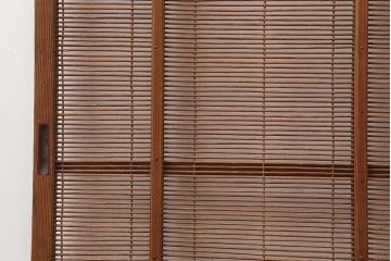 レトロ建具　昭和中期　風情のある御簾戸2枚セット(簾戸、簀戸、葭戸、夏障子、夏戸、葦戸)(R-045694)
