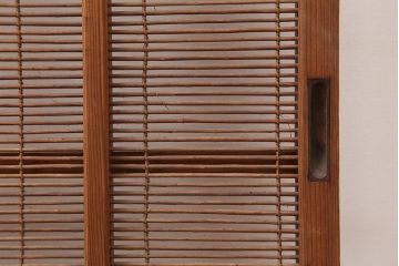 レトロ建具　昭和中期　風情のある御簾戸2枚セット(簾戸、簀戸、葭戸、夏障子、夏戸、葦戸)(R-045694)