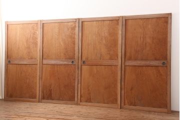 アンティーク建具　明治期　杉材一枚板　美しい杢目の板戸4枚セット(引き戸、建具)(R-045695)