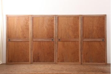 アンティーク建具　明治期　杉材一枚板　美しい杢目の板戸4枚セット(引き戸、建具)(R-045695)