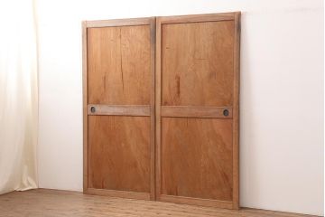 アンティーク建具　明治期　杉材一枚板　美しい杢目の板戸2枚セット(引き戸、建具)(R-045696)