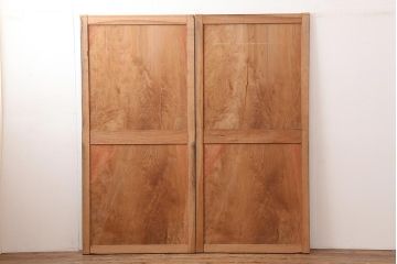 アンティーク建具　明治期　杉材一枚板　美しい杢目の板戸2枚セット(引き戸、建具)(R-045696)