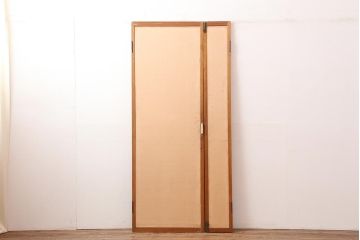 アンティーク建具　昭和中期　両開き　大正ロマン風に仕上がる親子ドア(木製扉)(R-045697)