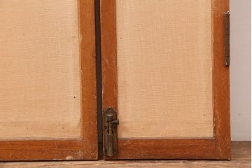 アンティーク建具　昭和中期　両開き　大正ロマン風に仕上がる親子ドア(木製扉)(R-045697)