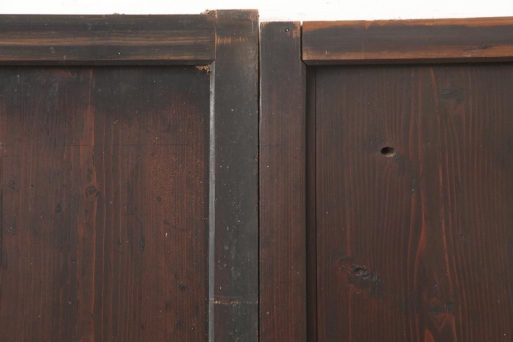 アンティーク建具　明治期　和空間や古民家スタイルにおすすめな格子帯戸4枚セット(ガラス帯戸、引き戸、建具)(R-045698)