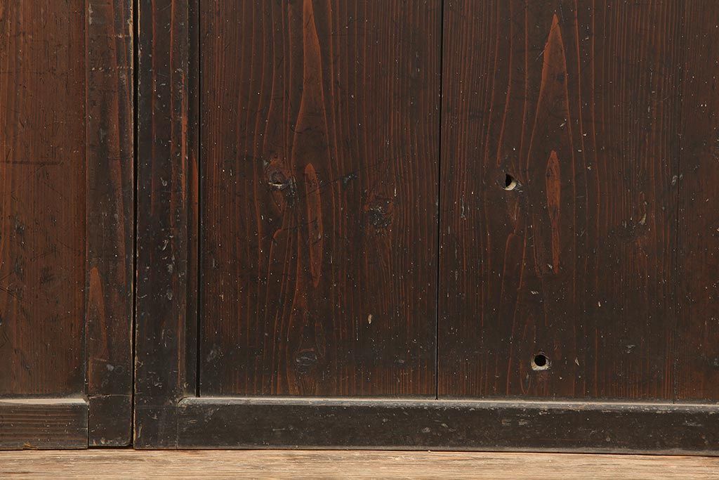 アンティーク建具　明治期　和空間や古民家スタイルにおすすめな格子帯戸4枚セット(ガラス帯戸、引き戸、建具)(R-045698)