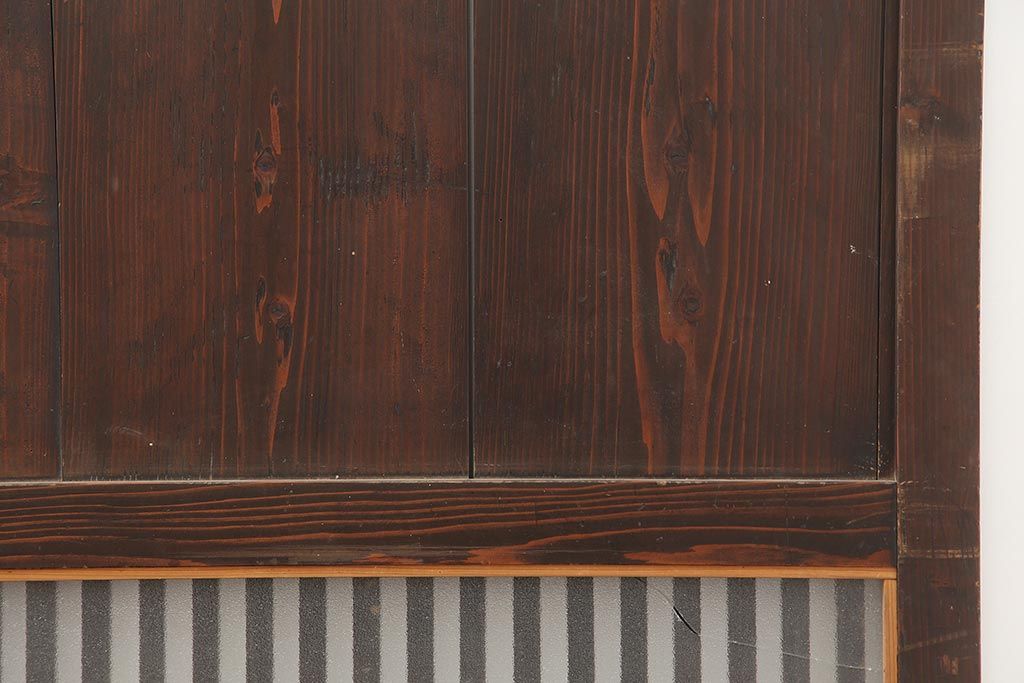 アンティーク建具　明治期　和空間や古民家スタイルにおすすめな格子帯戸4枚セット(ガラス帯戸、引き戸、建具)(R-045698)