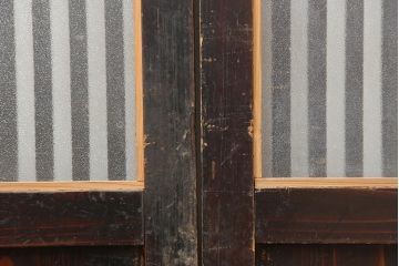 アンティーク建具　明治期　和空間や古民家スタイルにおすすめな格子帯戸4枚セット(ガラス帯戸、引き戸、建具)(R-045698)