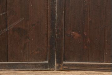 アンティーク建具　明治期　和空間や古民家スタイルにおすすめな格子帯戸3枚セット(ガラス帯戸、引き戸、建具)(R-045699)