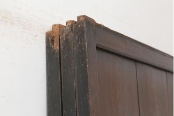 アンティーク建具　明治期　和空間や古民家スタイルにおすすめな格子帯戸3枚セット(ガラス帯戸、引き戸、建具)(R-045699)