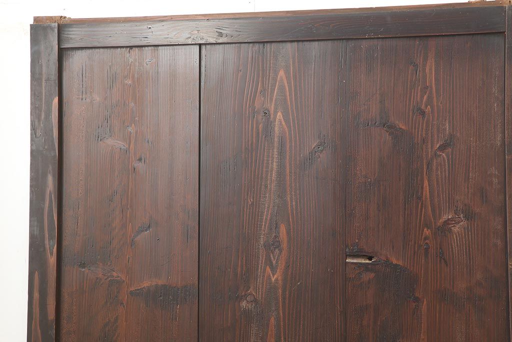 アンティーク建具　明治期　和空間や古民家スタイルにおすすめな格子帯戸3枚セット(ガラス帯戸、引き戸、建具)(R-045699)