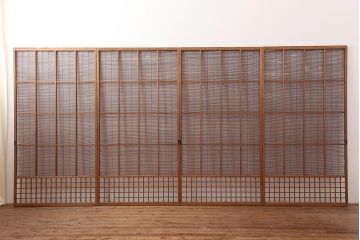 レトロ建具　昭和中期　風情のある御簾戸4枚セット(簾戸、簀戸、葭戸、夏障子、夏戸、葦戸)(R-045701)