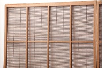 レトロ建具　昭和中期　風情のある御簾戸4枚セット(簾戸、簀戸、葭戸、夏障子、夏戸、葦戸)(R-045701)