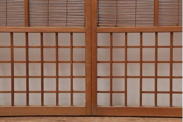 レトロ建具　昭和中期　風情のある御簾戸4枚セット(簾戸、簀戸、葭戸、夏障子、夏戸、葦戸)(R-045701)