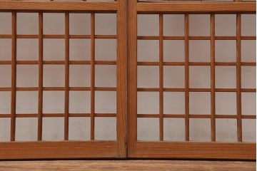レトロ建具　昭和中期　風情のある御簾戸4枚セット(簾戸、簀戸、葭戸、夏障子、夏戸、葦戸)(R-045701)