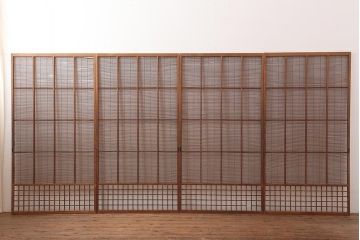 レトロ建具　昭和中期　風情のある御簾戸4枚セット(簾戸、簀戸、葭戸、夏障子、夏戸、葦戸)(R-045701)