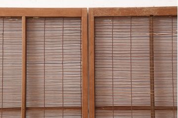 レトロ建具　昭和中期　風情のある御簾戸4枚セット(簾戸、簀戸、葭戸、夏障子、夏戸、葦戸)(R-045701)
