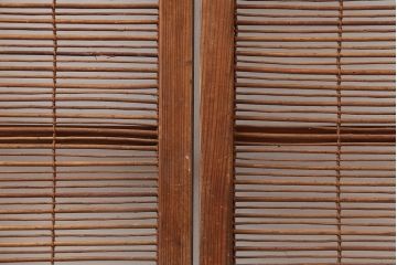 レトロ建具　昭和中期　風情のある御簾戸4枚セット(簾戸、簀戸、葭戸、夏障子、夏戸、葦戸)(R-045701)