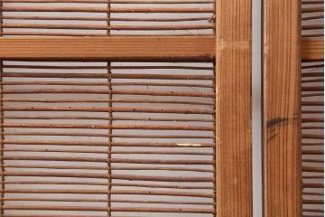 レトロ建具　昭和中期　風情のある御簾戸2枚セット(簾戸、簀戸、葭戸、夏障子、夏戸、葦戸)(R-045702)