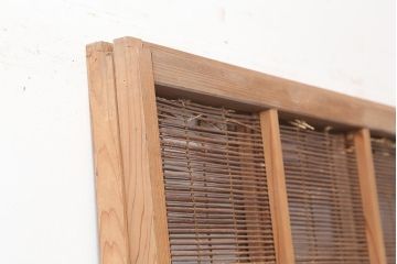 レトロ建具　昭和中期　風情のある御簾戸2枚セット(簾戸、簀戸、葭戸、夏障子、夏戸、葦戸)(R-045702)