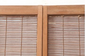 レトロ建具　昭和中期　風情のある御簾戸2枚セット(簾戸、簀戸、葭戸、夏障子、夏戸、葦戸)(R-045702)