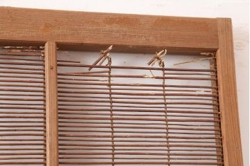 レトロ建具　昭和中期　風情のある御簾戸2枚セット(簾戸、簀戸、葭戸、夏障子、夏戸、葦戸)(R-045702)