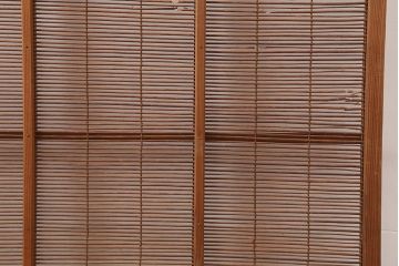 レトロ建具　昭和中期　風情のある御簾戸2枚セット(簾戸、簀戸、葭戸、夏障子、夏戸、葦戸)(R-045702)