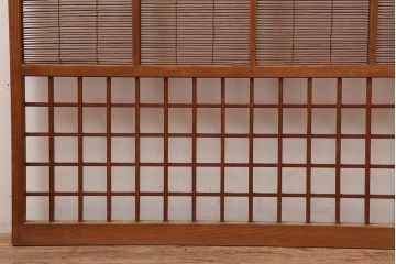 レトロ建具　昭和中期　風情のある御簾戸2枚セット(簾戸、簀戸、葭戸、夏障子、夏戸、葦戸)(R-045702)