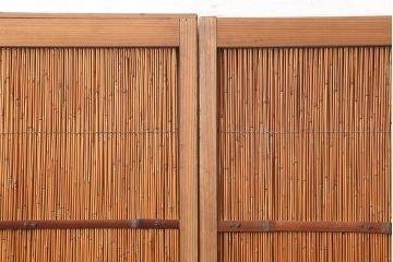アンティーク建具　昭和後期　涼しげな空間作りにおすすめの御簾戸2枚セット(簾戸、簀戸、葭戸、夏障子、夏戸、葦戸)(R-045703)