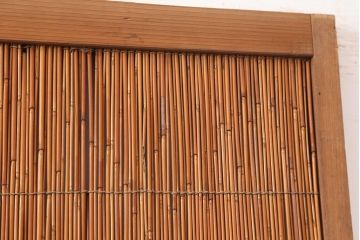 アンティーク建具　昭和後期　涼しげな空間作りにおすすめの御簾戸2枚セット(簾戸、簀戸、葭戸、夏障子、夏戸、葦戸)(R-045703)