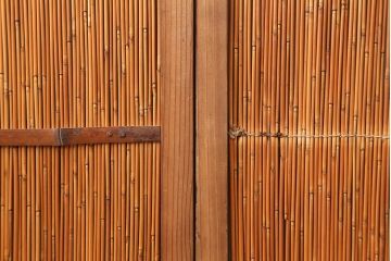アンティーク建具　昭和後期　涼しげな空間作りにおすすめの御簾戸2枚セット(簾戸、簀戸、葭戸、夏障子、夏戸、葦戸)(R-045703)