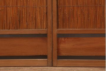アンティーク建具　昭和後期　涼しげな空間作りにおすすめの御簾戸2枚セット(簾戸、簀戸、葭戸、夏障子、夏戸、葦戸)(R-045703)