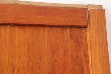 アンティーク建具　昭和中期　春慶塗が魅力のガラス帯戸2枚セット(引き戸、建具)(R-045704)
