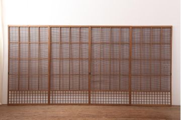 アンティーク建具　昭和初期　和の風情を高める御簾戸4枚セット(簾戸、簀戸、葭戸、夏障子、夏戸、葦戸)(R-045705)