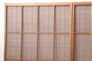 アンティーク建具　昭和初期　和の風情を高める御簾戸4枚セット(簾戸、簀戸、葭戸、夏障子、夏戸、葦戸)(R-045705)