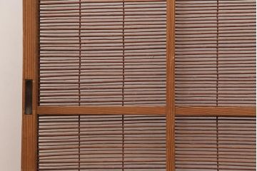 アンティーク建具　昭和初期　和の風情を高める御簾戸4枚セット(簾戸、簀戸、葭戸、夏障子、夏戸、葦戸)(R-045705)