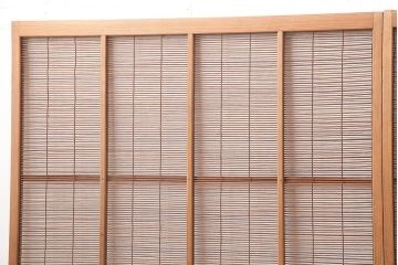 アンティーク建具　昭和初期　和の風情を高める御簾戸4枚セット(簾戸、簀戸、葭戸、夏障子、夏戸、葦戸)(R-045705)