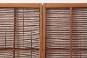アンティーク建具　昭和初期　和の風情を高める御簾戸4枚セット(簾戸、簀戸、葭戸、夏障子、夏戸、葦戸)(R-045705)
