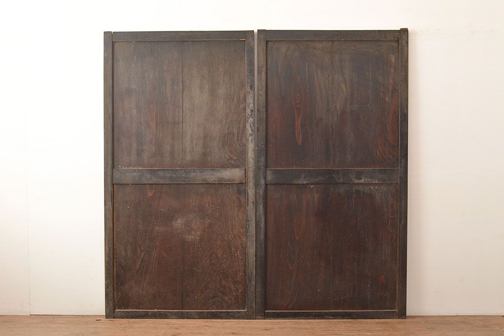 和製アンティーク　シンプルなデザインが取り入れやすい帯戸2枚セット(引き戸、建具、板戸)(R-045706)