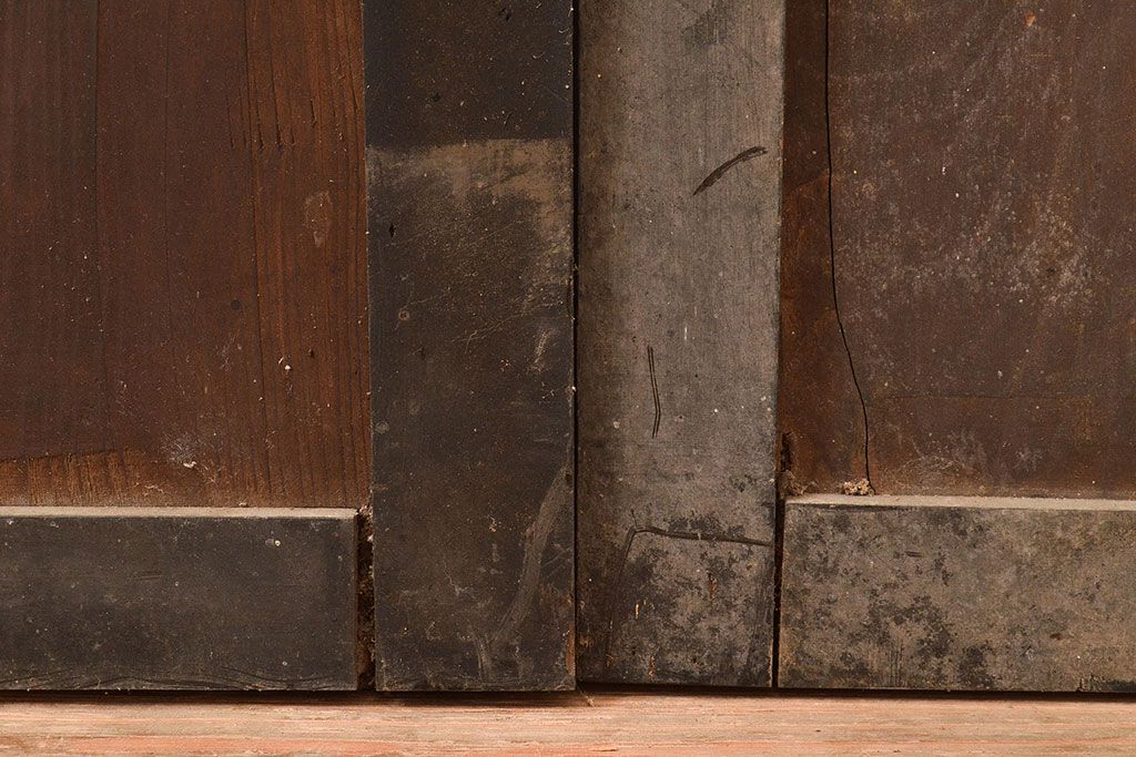 和製アンティーク　シンプルなデザインが取り入れやすい帯戸2枚セット(引き戸、建具、板戸)(R-045706)