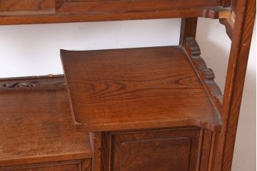 アンティーク家具　指物家具　ケヤキ材　漆塗り　飾り棚(飾棚)(R-045709)