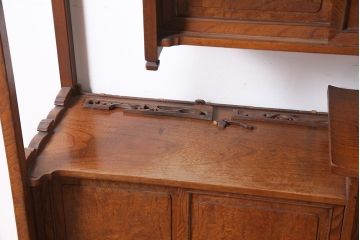 アンティーク家具　指物家具　ケヤキ材　漆塗り　飾り棚(飾棚)(R-045709)