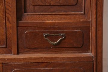 アンティーク家具　指物家具　ケヤキ材　漆塗り　飾り棚(飾棚)(R-045709)