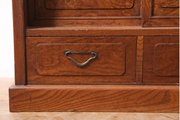 アンティーク家具　指物家具　ケヤキ材　漆塗り　飾り棚(飾棚)(R-045709)