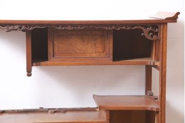 アンティーク家具　指物家具　ケヤキ材　漆塗り　飾り棚(飾棚)(R-045709)