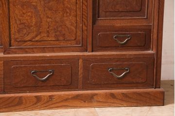 アンティーク家具　指物家具　ケヤキ材　漆塗り　飾り棚(飾棚)(R-045709)