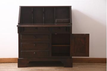 中古　北海道民芸家具　上質な作りが魅力のライティングビューロー(机、在宅ワーク、在宅用引き出し、ワークデスク)(定価約34万円)(R-045712)