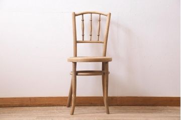 アンティーク家具　イギリス　ストリップド(剥離)　優美なフォルムが魅力的なベントウッドチェア(ダイニングチェア、椅子)(R-045713)