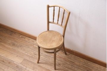 アンティーク家具　イギリス　ストリップド(剥離)　優美なフォルムが魅力的なベントウッドチェア(ダイニングチェア、椅子)(R-045713)